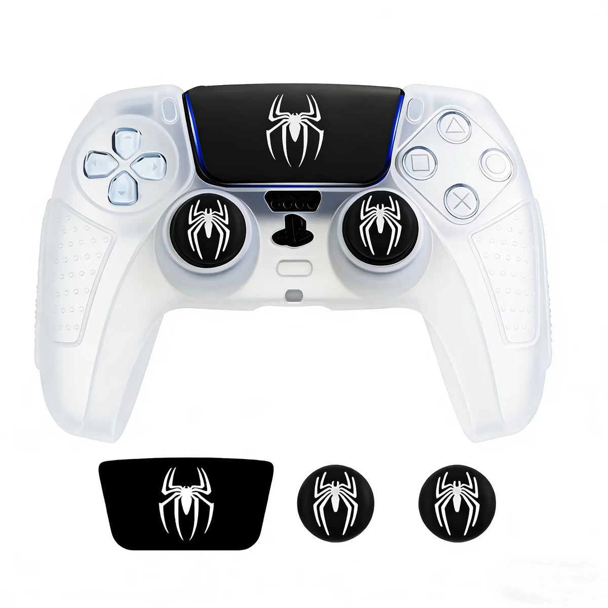 Anti-Slip Protective Skin Shell for PS5 Controller Silicone Cover Case with Rubber Thumb Grip Gaps and Touch Pad Sticker For PS5