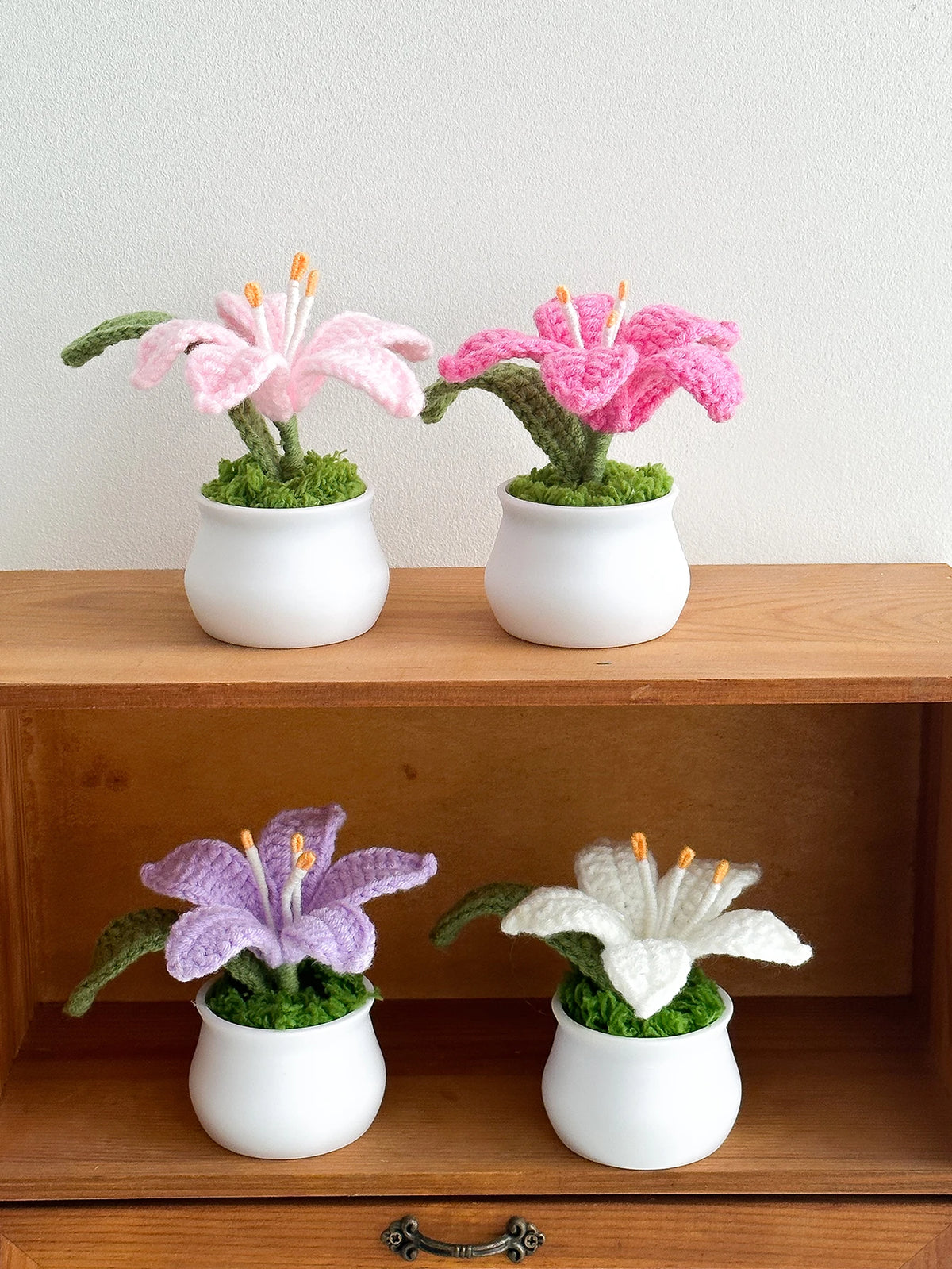 Flowers Hand-Knitted Lily Potted Crochet Woven Pot