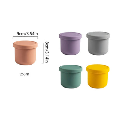 250ML Lunch Box For Kids Salad Dressing Container Non-stick Silicone Lunch Box With Lid Reusable Bento Box Ice Cube Mold