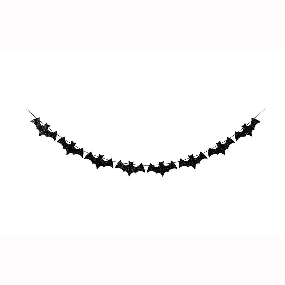 Runtowo 1set Paper Bat Banner ,Halloween Hanging Garland ,Happy Halloween Flag Party Decorations