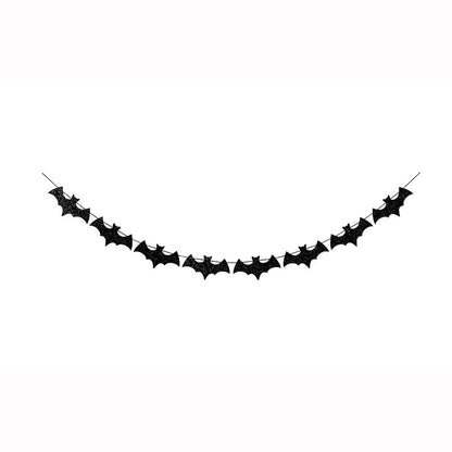 Runtowo 1set Paper Bat Banner ,Halloween Hanging Garland ,Happy Halloween Flag Party Decorations