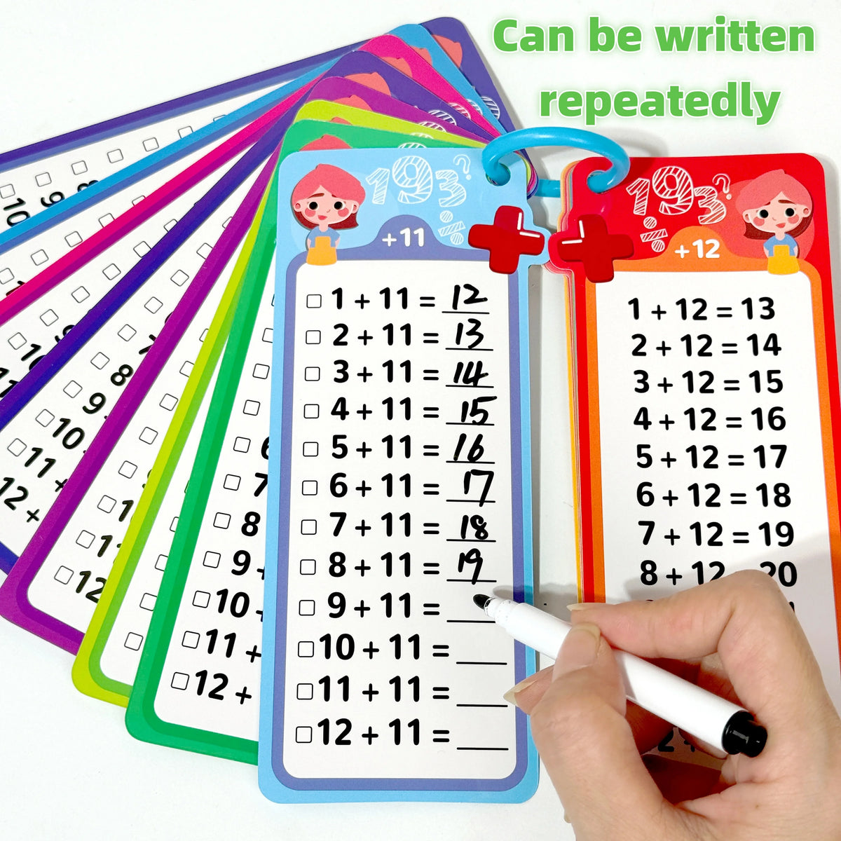 Erasable Math Flash Cards Set Reusable Math Cards