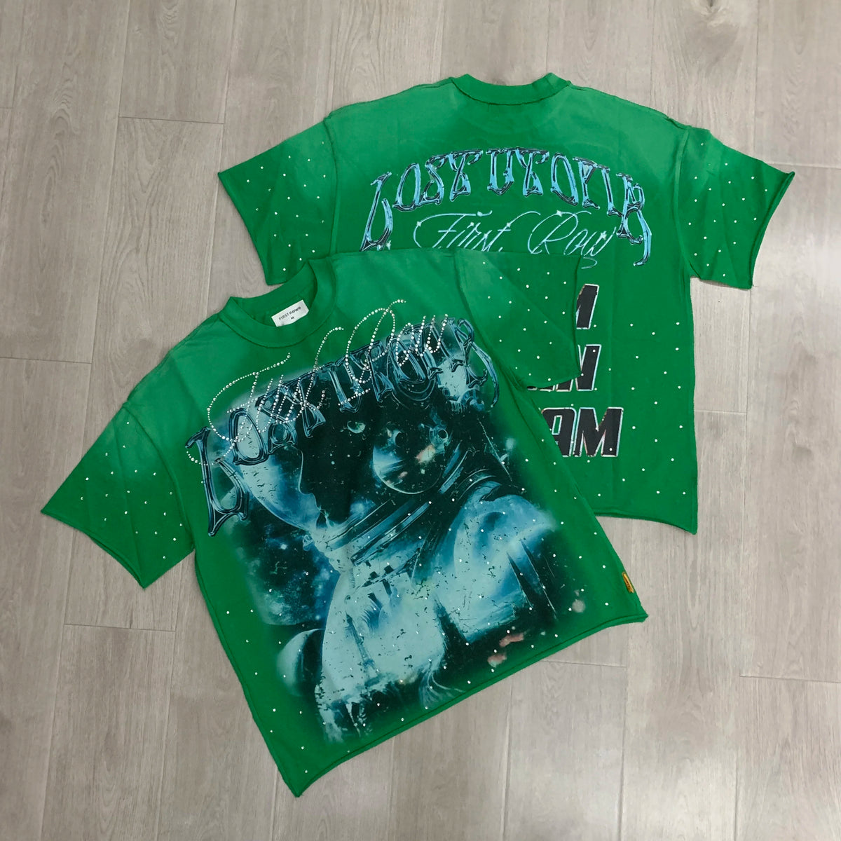 Vintage Washed Diamond Cropped Tee Streetwear Oversized T Shirt