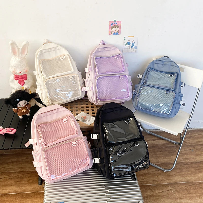 Japanese Style Transparent Ita Bag Backpack College Student Daypack