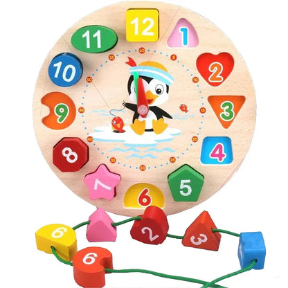 Wooden Geometric Shape Sorter Toddler Math Stacking Puzzle