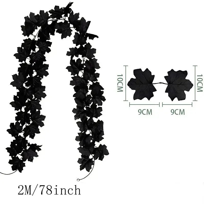 2M Artificial Fall Maple Leaf Garland Fake Plants Autumn Decor Leaves Vine for Thanksgiving Halloween Festivals Wedding Decora