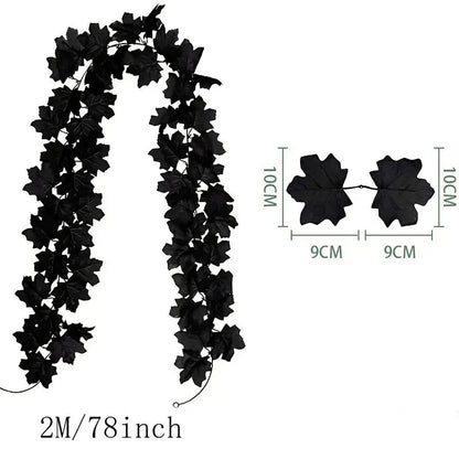 2M Artificial Fall Maple Leaf Garland Fake Plants Autumn Decor Leaves Vine for Thanksgiving Halloween Festivals Wedding Decora