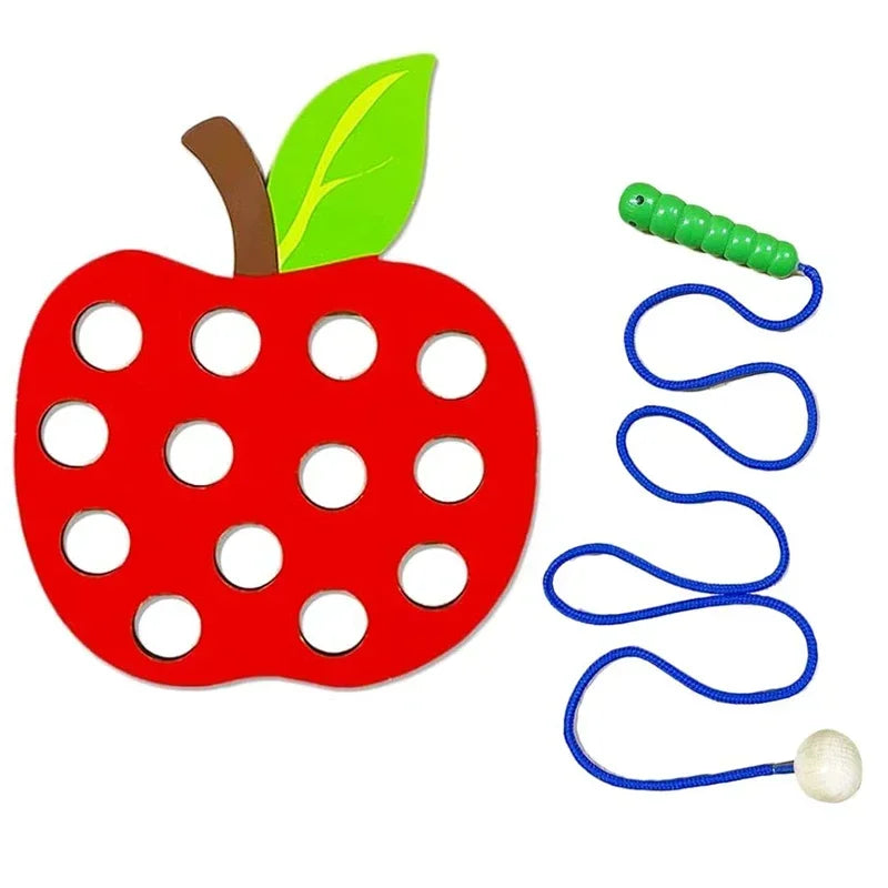 Wooden Lacing Toy Fruit Threading Activity Puzzle