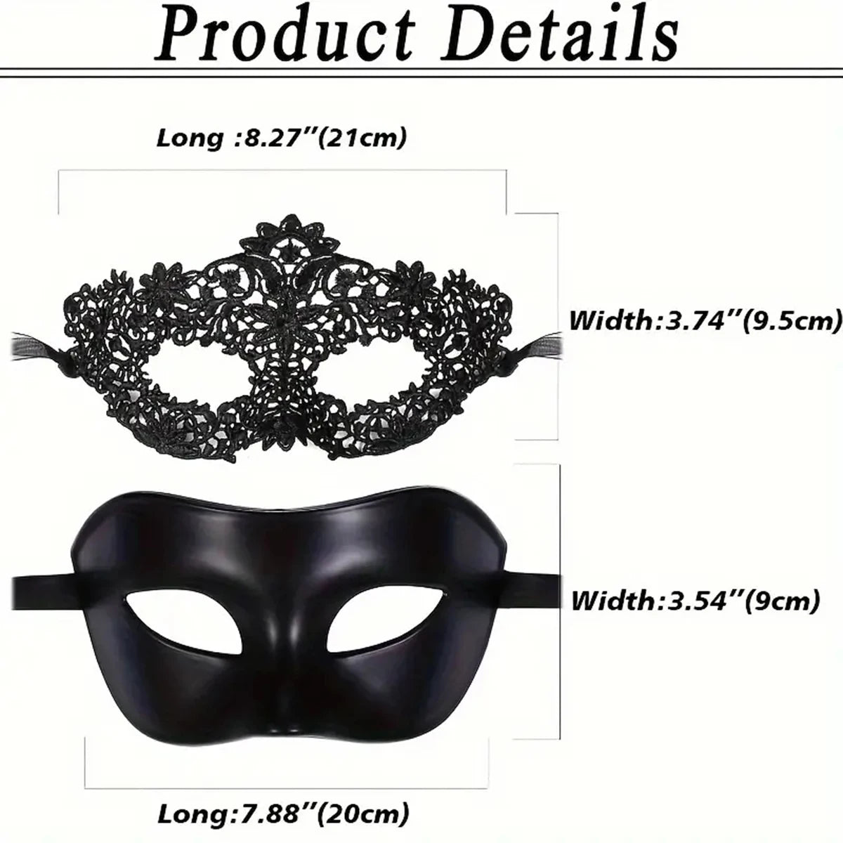 Black Lace Masquerade Mask Set Couples Party Costume