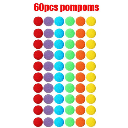 Rainbow Pom Pom Sorting Toy Set Fine Motor Game