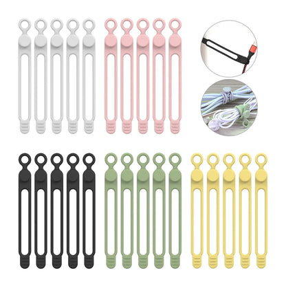 Silicone Cable Ties Reusable Cord Organizer Elastic Wire Straps
