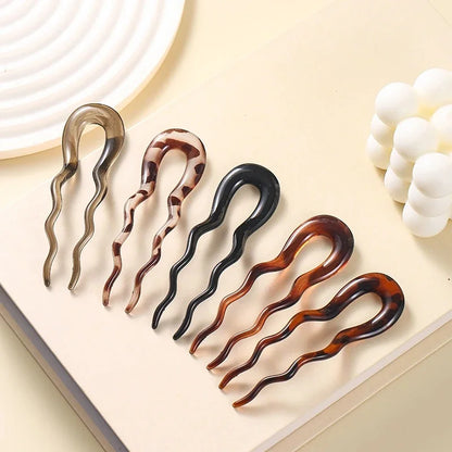 U-Shaped Hair Fork Acetate Hairpin Tortoiseshell Sticks