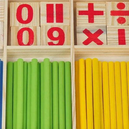 Wooden Math Counting Sticks Box Arithmetic Learning Toy