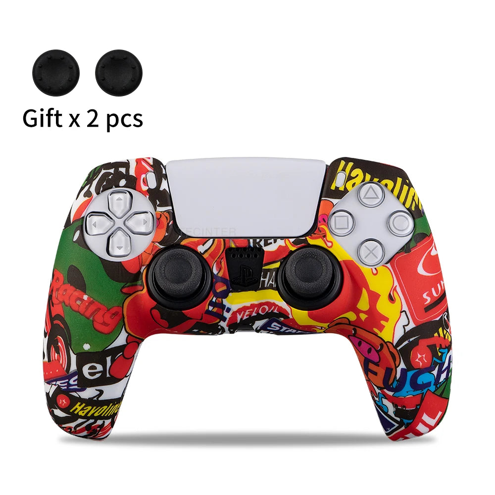 Silicone Protective Cover Sleeve For PS5 Controller Accessories Rubber Case For PS5 Slim Gamepad Joysticks Thumb Grips Caps