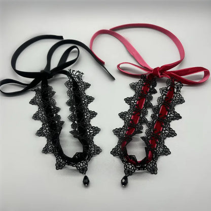 2026 New Sexy Lace Flower Necklace for Women Gothic Punk Velvet Collar Choker Black Waterdrop Pendent Necklace Strap Bow Jewelry