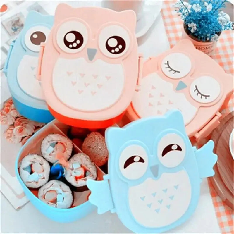 Portable Plastic Children Bento Lunch Box Student Cartoon Food Container