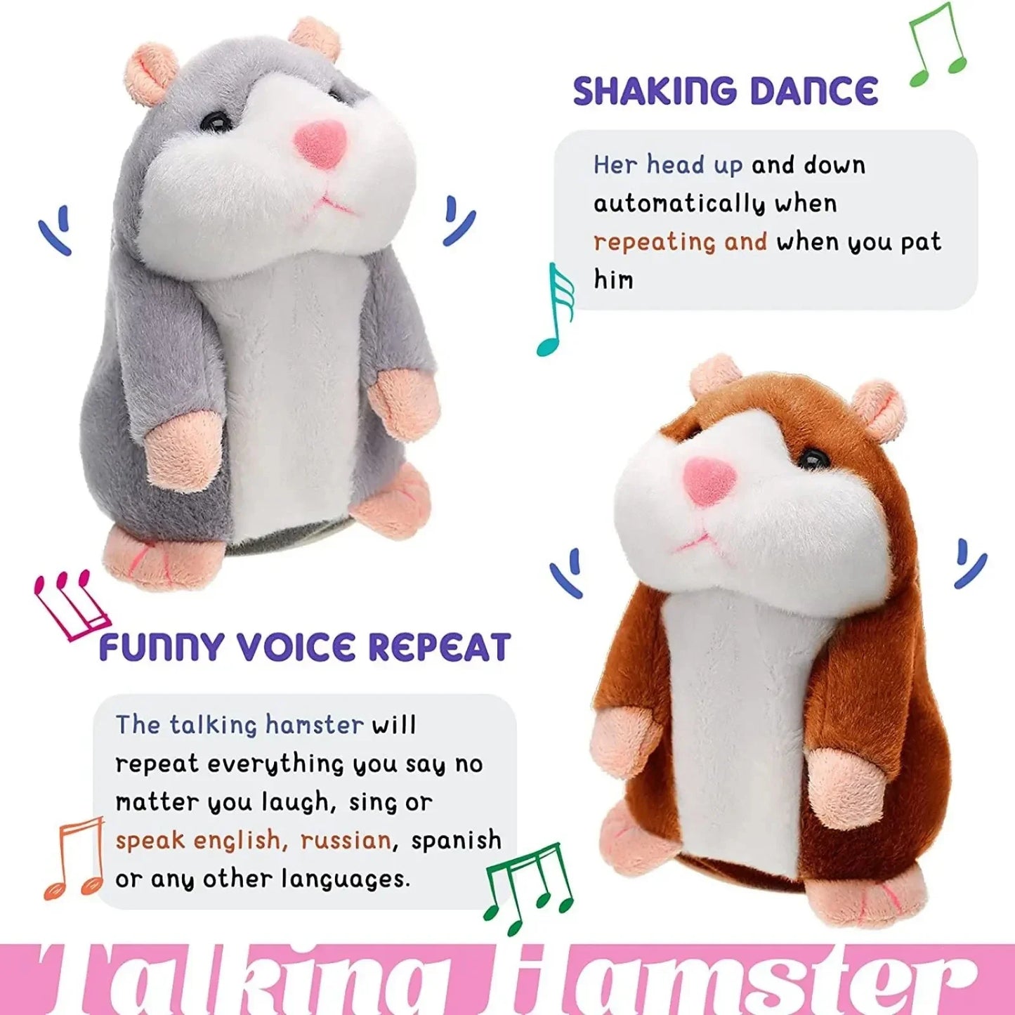 Talking Nod Hamster Plush Toy Voice Imitating Doll