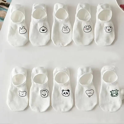 Cartoon Teddy Bear Patterned Ankle Socks Women Casual