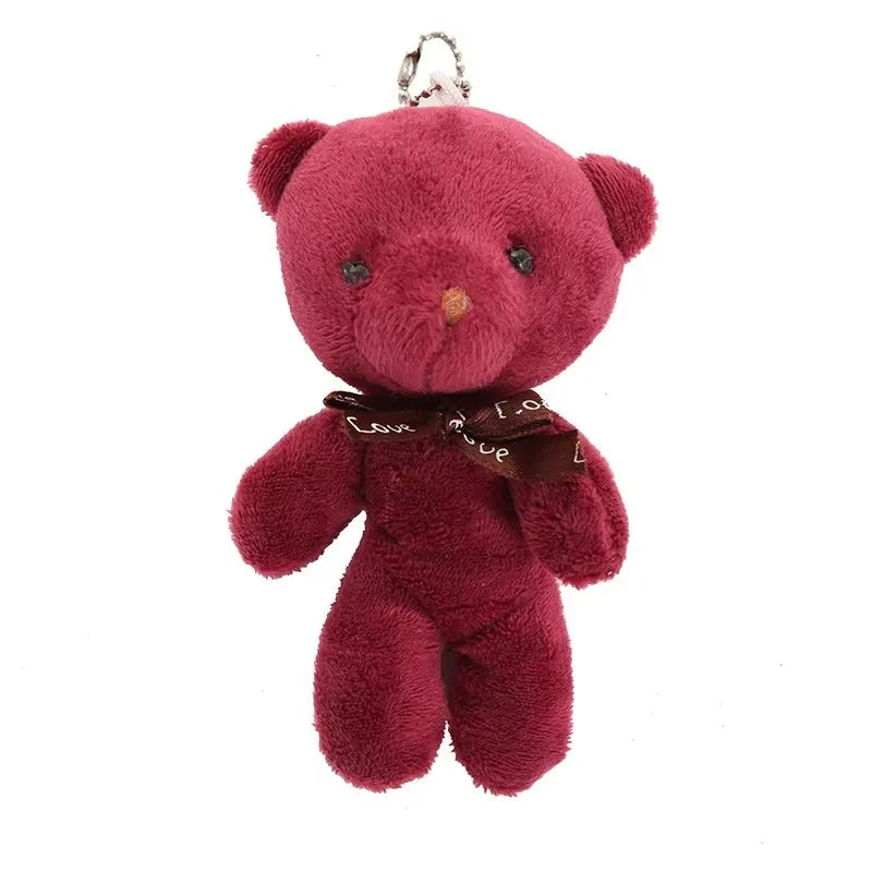 Mini Teddy Bear Plush Keychain Bow Tie Bear Pendant 10 Pack