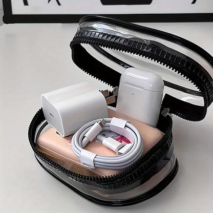 Mini Clear Zipper Storage Bag Earphone Organizer