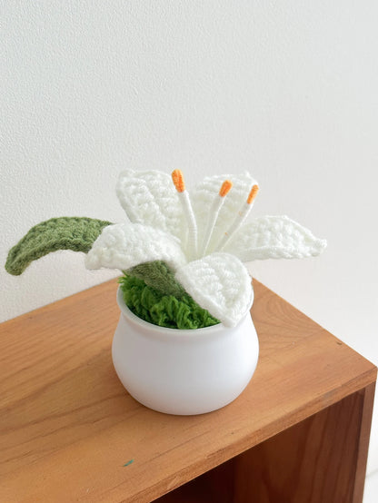 Flowers Hand-Knitted Lily Potted Crochet Woven Pot