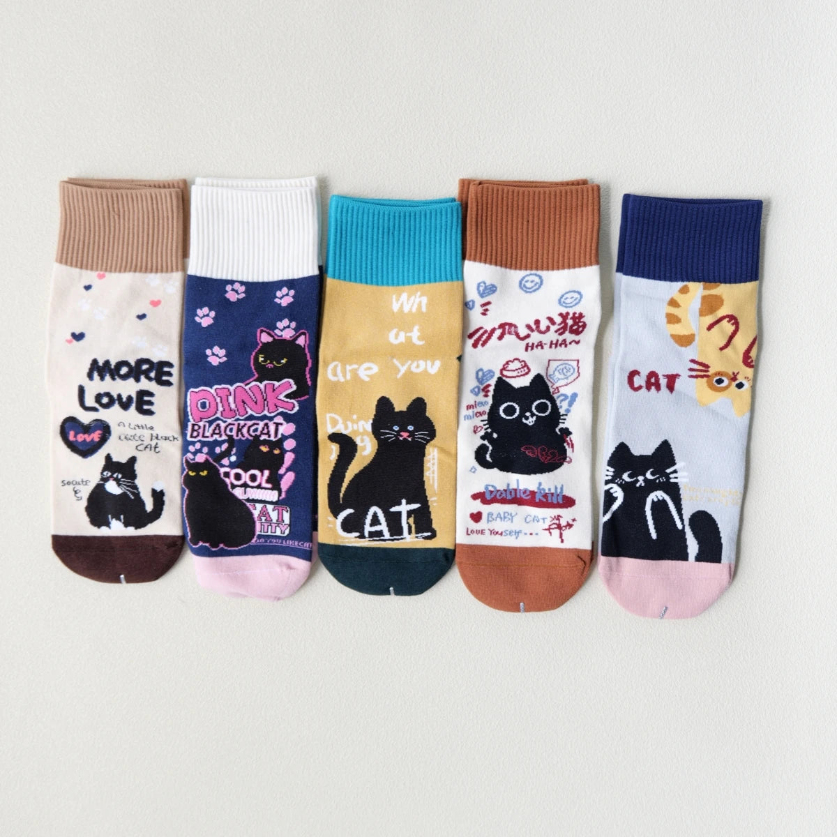 Women's Crew Socks with Cat Patterns Cute Unique Fun