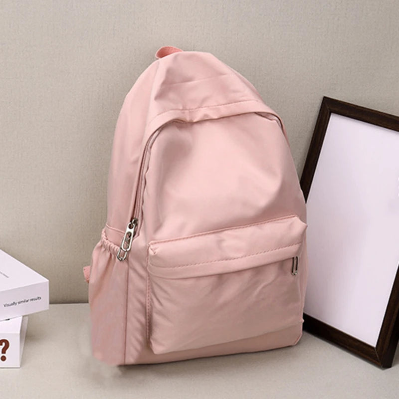 Simple Solid Color Lightweight Backpack Multifunctional Casual Bag for High School Students Perfect for School Travel Daily Use