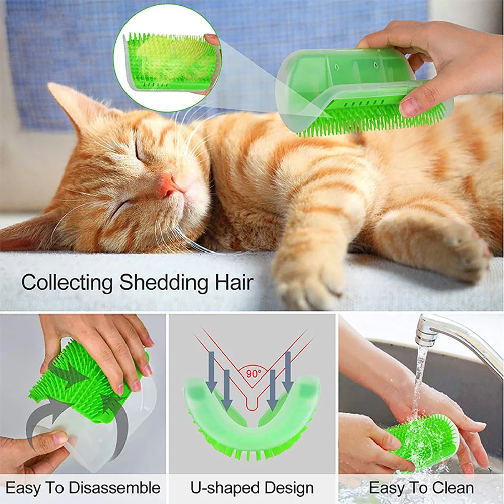 Massage Pet Cat Brush Corner Self Grooming Scratcher