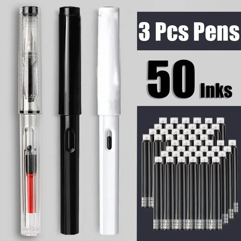 Fountain Pen Replaceable Ink Set Extra Fine Calligraphy Pens 53Pcs