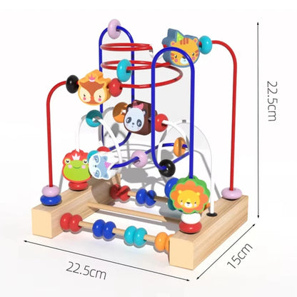Wooden Bead Maze Roller Coaster Toddler Abacus Toy