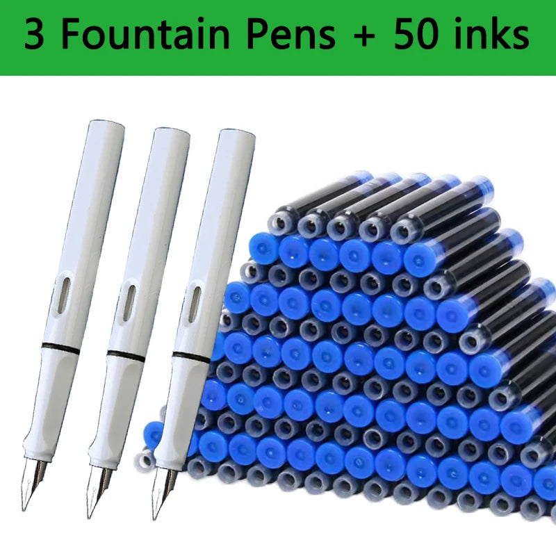 Fountain Pen Replaceable Ink Set Extra Fine Calligraphy Pens 53Pcs