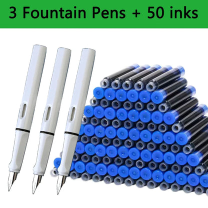 Fountain Pen Replaceable Ink Set Extra Fine Calligraphy Pens 53Pcs