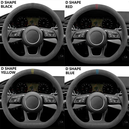 Suede Car Steering Wheel Cover Breathable Non Slip Wrap