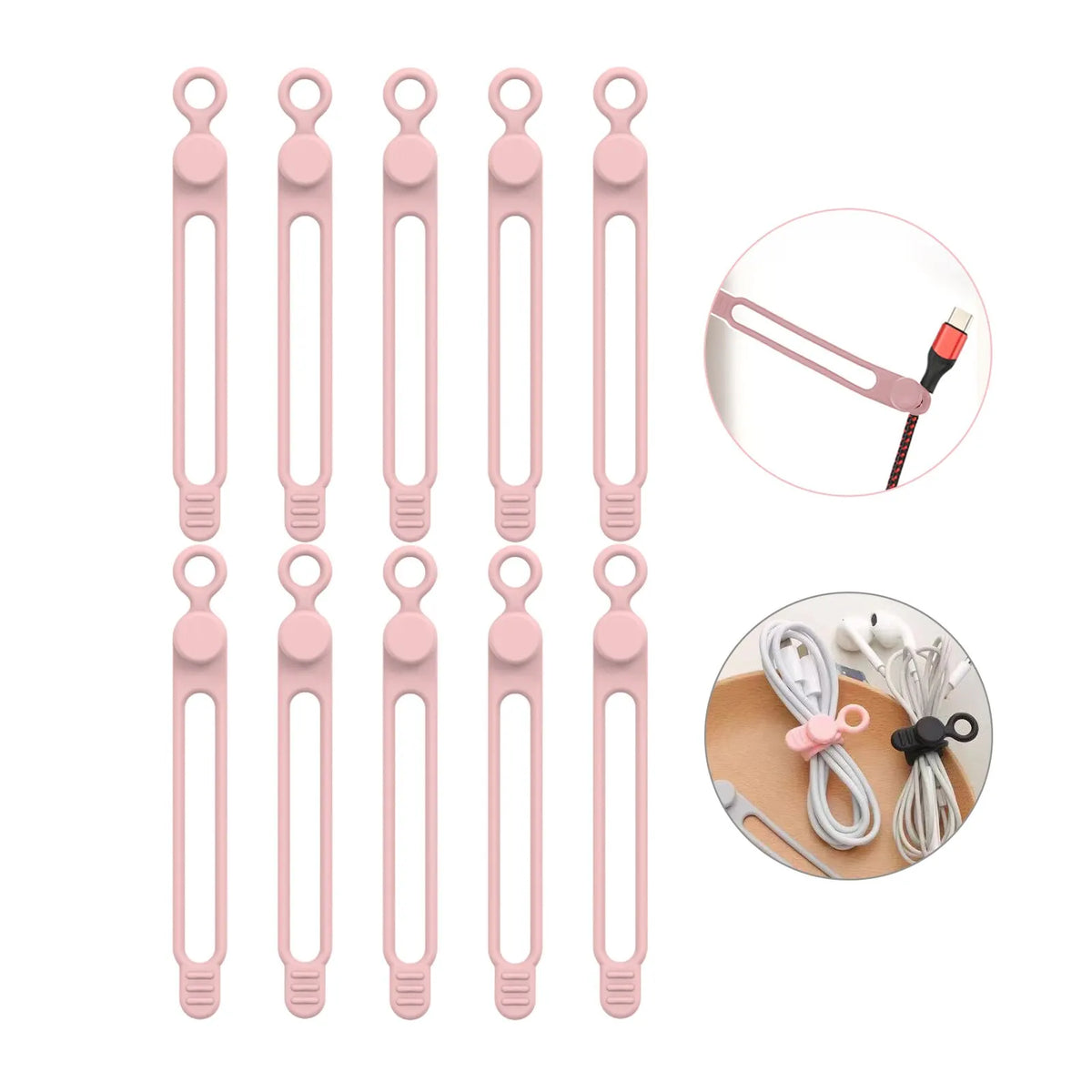Silicone Cable Ties Reusable Cord Organizer Elastic Wire Straps