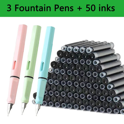 Fountain Pen Replaceable Ink Set Extra Fine Calligraphy Pens 53Pcs