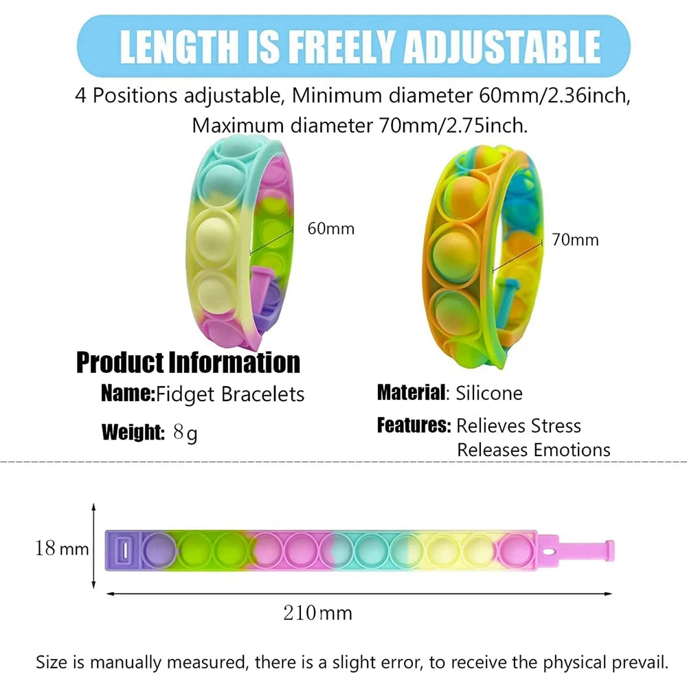Fidget Pop Bracelet Party Favors Bubble Wristband 12 Pack