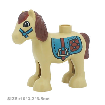 Big Size Building Blocks Cat Dog Pig Rabbit Model Accessories Compatible Bricks Farm Animals Set Assemble Education Toys For Kid