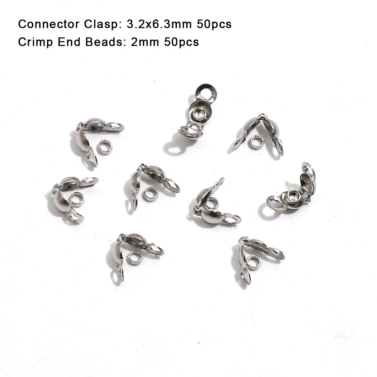 100pcs/lot Stainless Steel Gold Plated Connector Clasp Crimp End Beads For Bracelet Necklace Chains DIY Jewelry Making Supplies