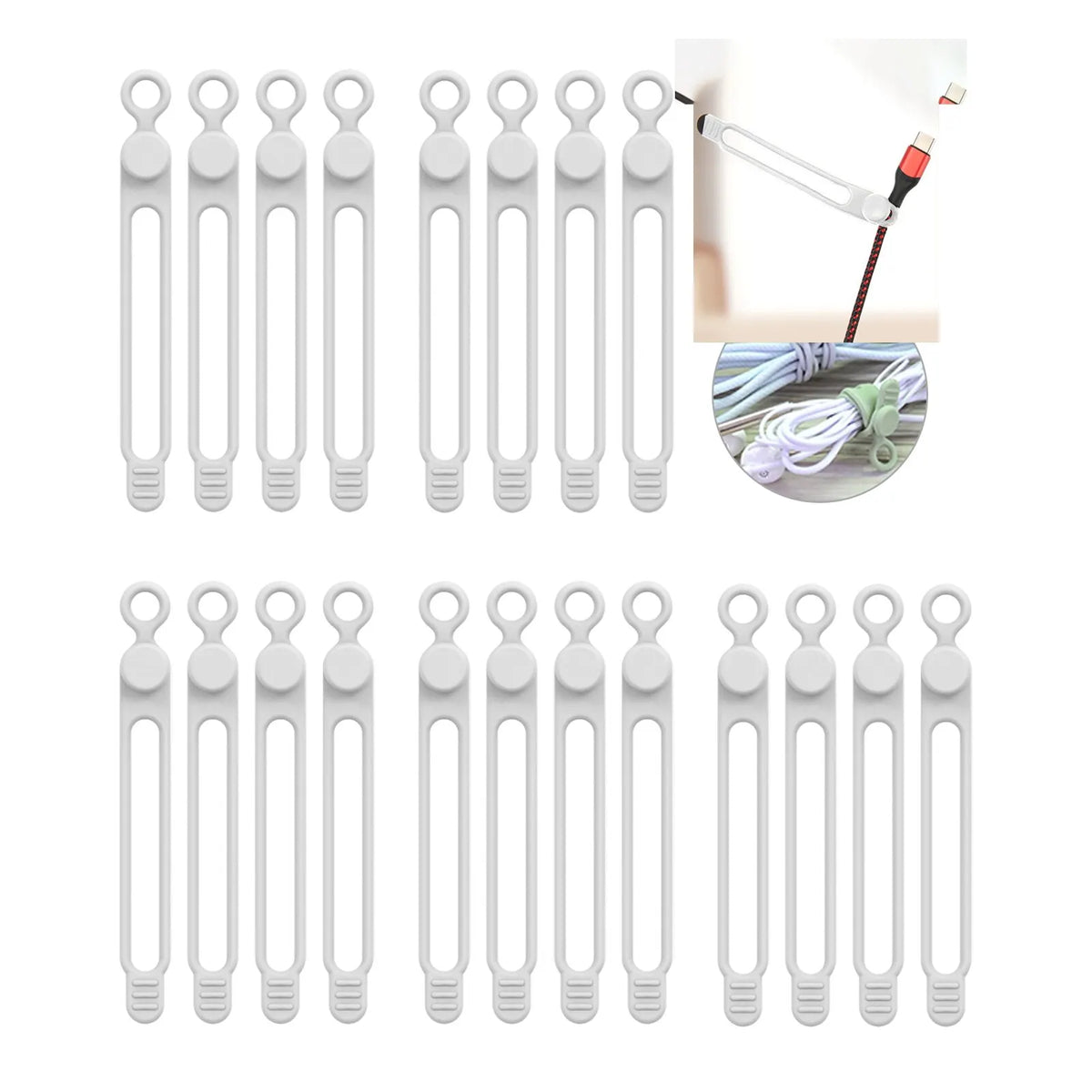 Silicone Cable Ties Reusable Cord Organizer Elastic Wire Straps