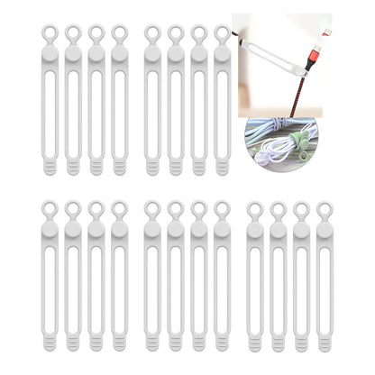 Silicone Cable Ties Reusable Cord Organizer Elastic Wire Straps