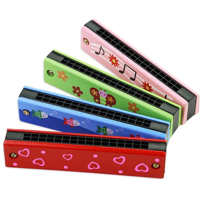 Children Wooden Harmonica Toy Beginner Music Instrument