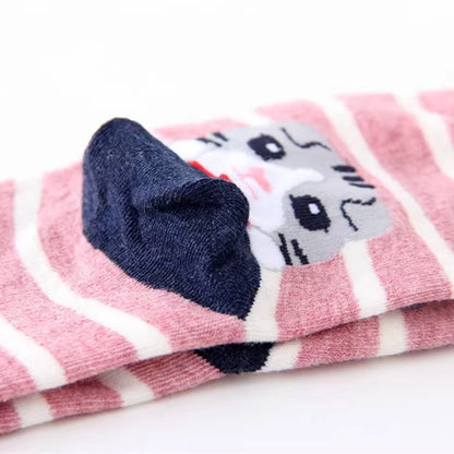 Women's Crew Socks with Cat Patterns Cute Unique Fun
