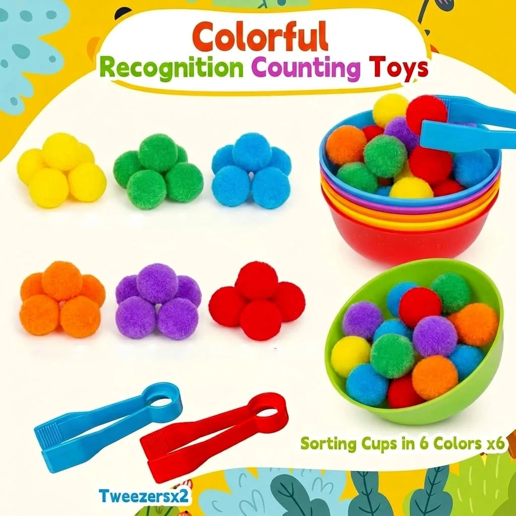 Rainbow Color Sorting Counting Toys Fine Motor Set