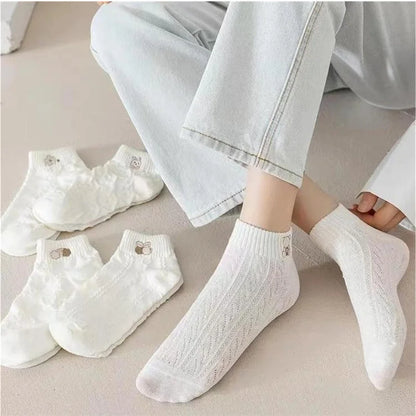 Cute Bear Rabbit Rainbow Print Ankle Socks Women Short