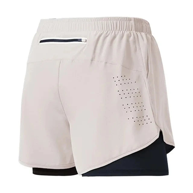 Men's Running Shorts Quick-drying Fitness Black Double Layer Shorts Men New Sport Workout Training Bodybuilding Short Pants