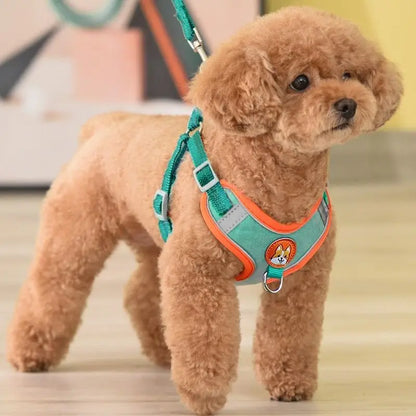 Adjustable No Pull Dog Harness Reflective Leash Set