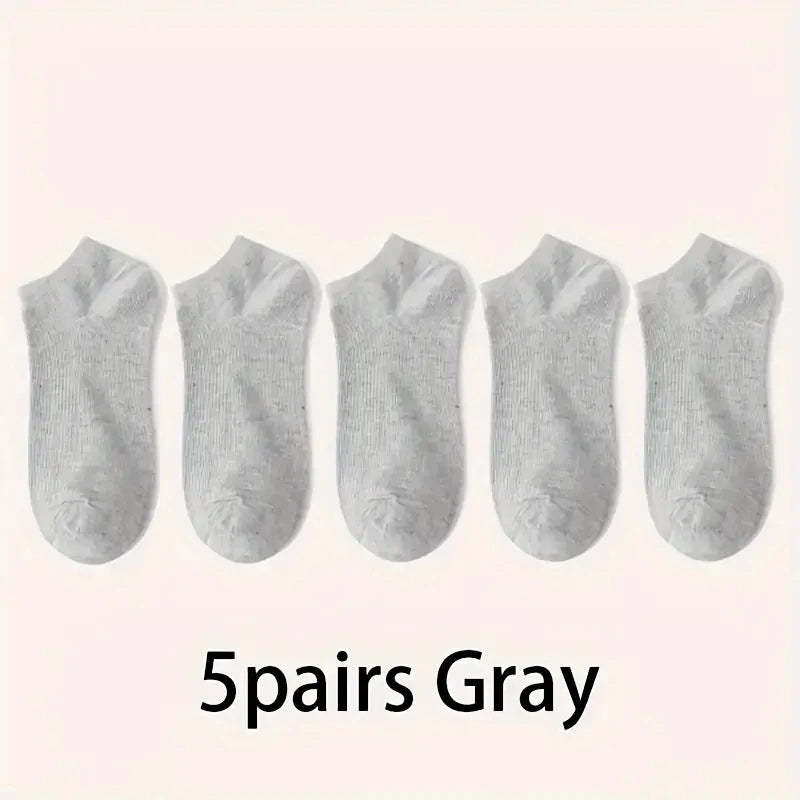 Unisex Comfort Fit Ankle Socks Breathable Low Cut 5 Pack