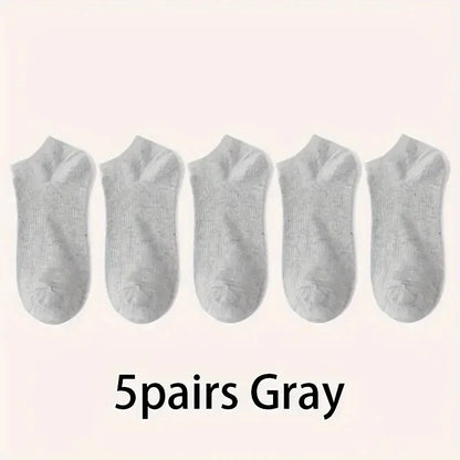 Unisex Comfort Fit Ankle Socks Breathable Low Cut 5 Pack