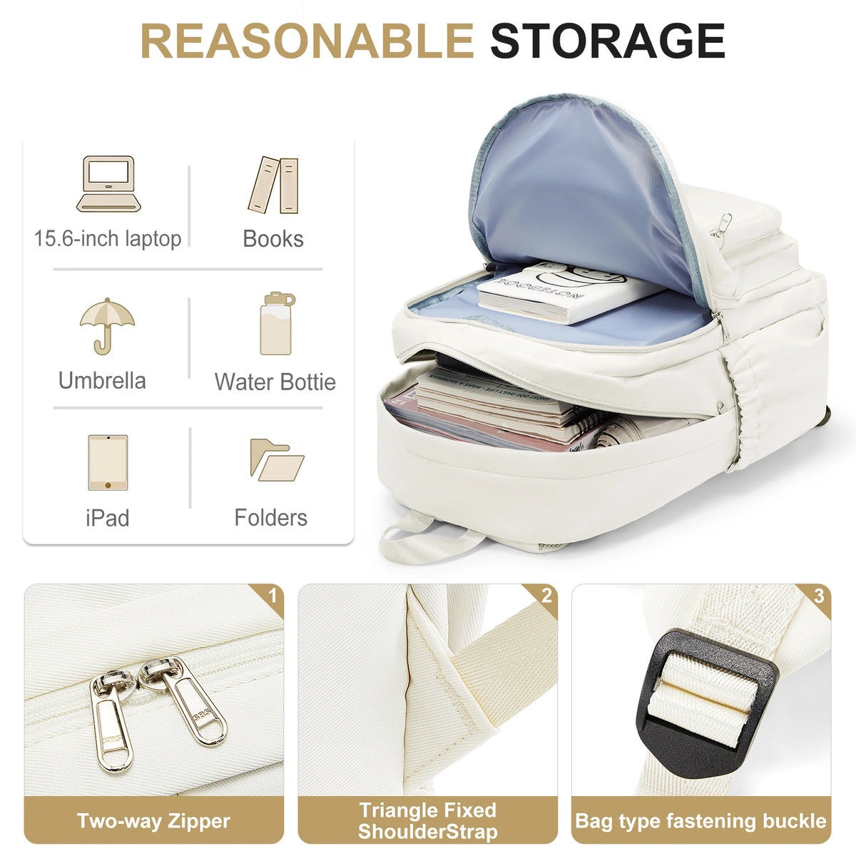 Casual Multi Pocket School Backpack Teenager Travel Rucksack