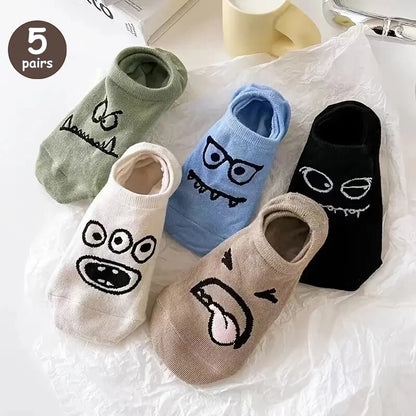 Cartoon Teddy Bear Patterned Ankle Socks Women Casual